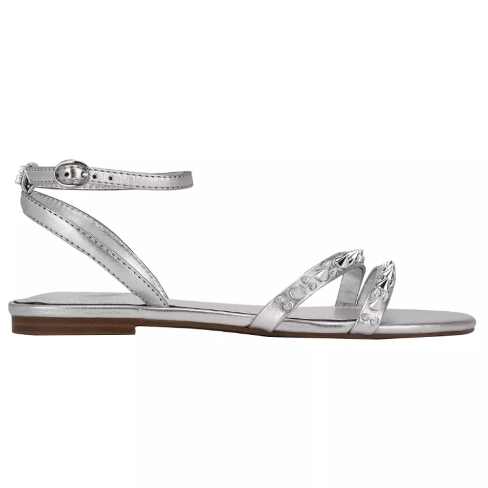 Guess Teagin Studded Strappy Sandals Silver -8 - Picture 2 of 8